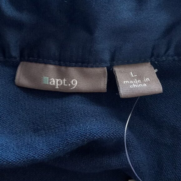 Elegance Personified: Apt. 9 L Navy Textured Blouse w/ Delicate  Dentelle Detail - Picture 4 of 6